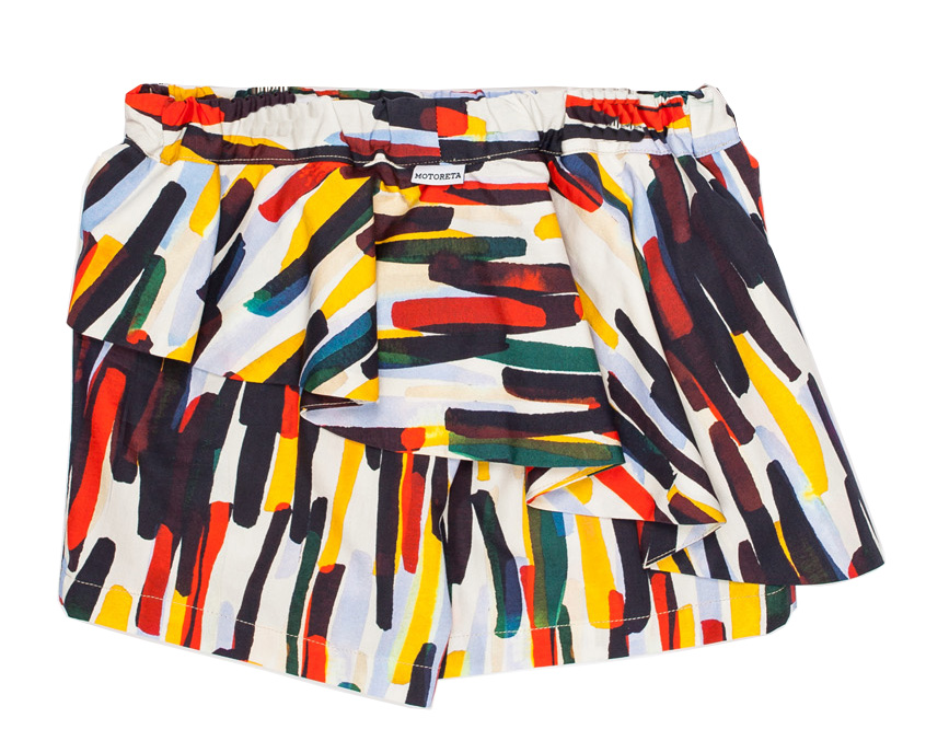                                                                                                                       Skort-Colour strokes print