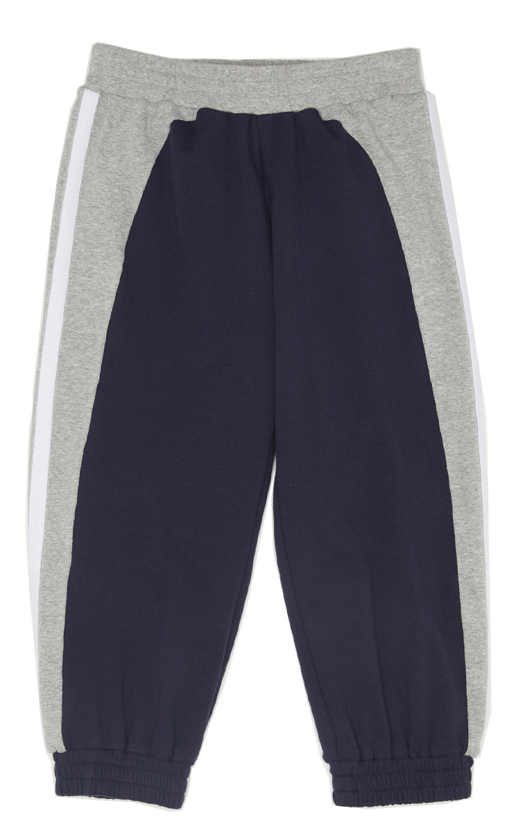                                                                                                                       Navy + grey track pants