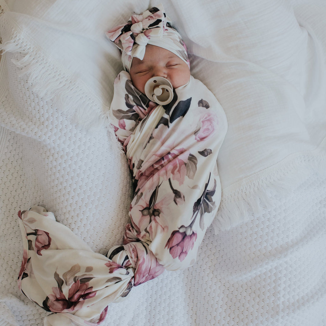                                                                                                                                                                      Bowy Turban & Swaddle set  - Iris