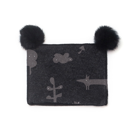 Baby Pompom Knit Beanie - Charcoal 