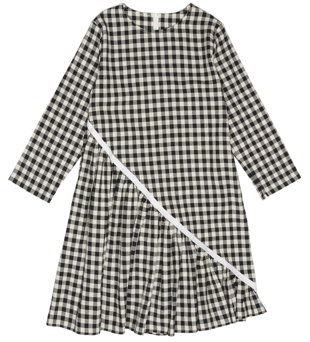                                                                                                                      Gingham Asymmetrical Dress