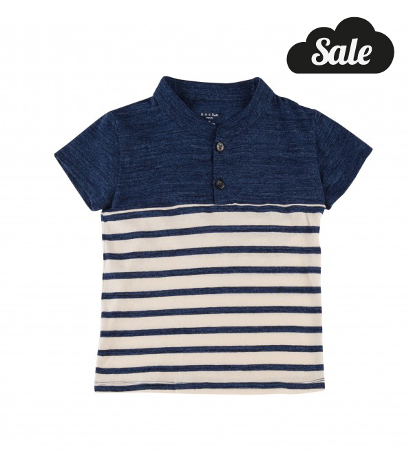 Henley Tee - Indigo/ Stripe 