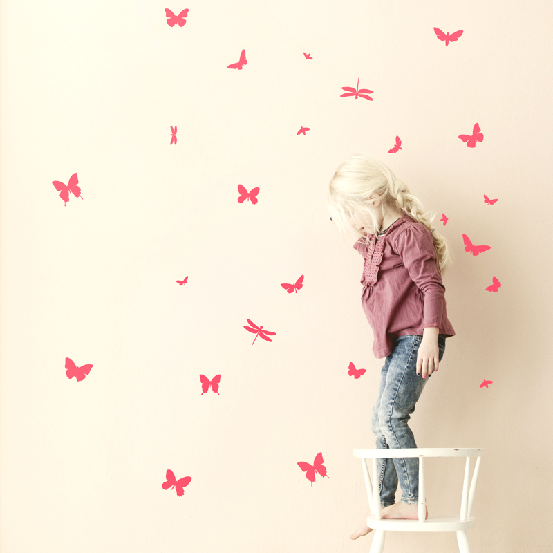 Mini Butterflies Wall Sticker - Neon Pink
