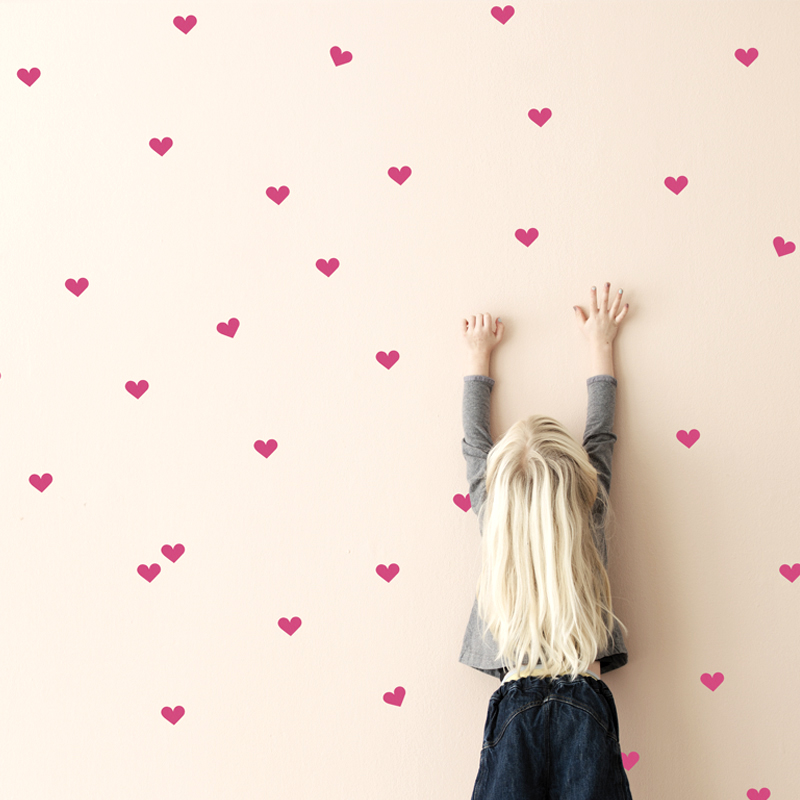 Mini Hearts Wall sticker - Neon Pink