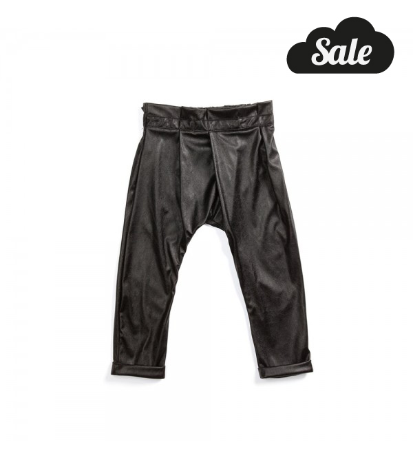 Pleated pants faux leather 