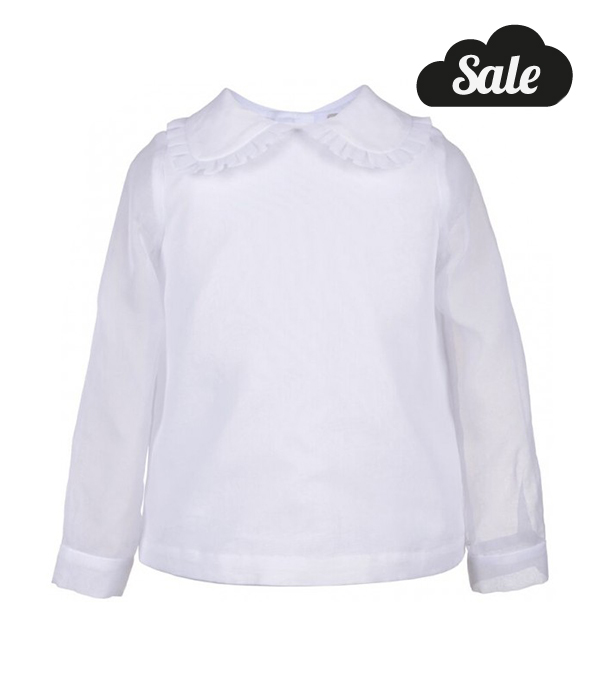 Sheer Organdy Pleated Collar Blouse