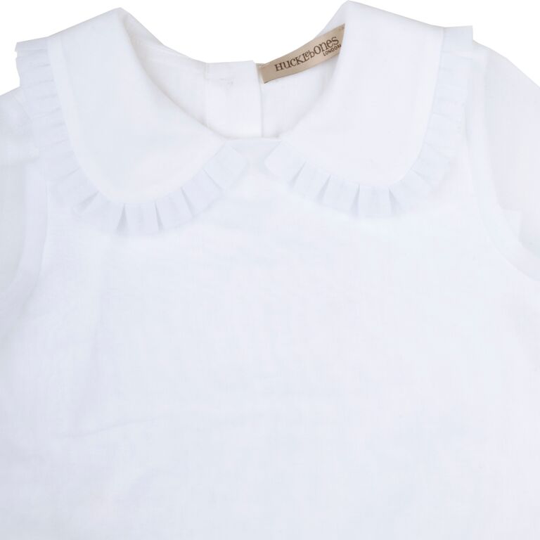 Sheer Organdy Pleated Collar Blouse